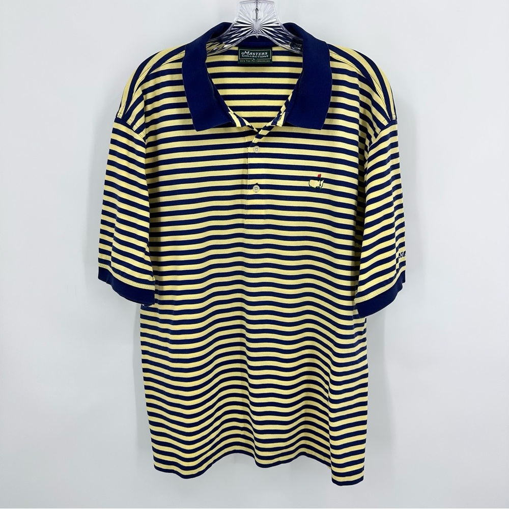 Masters Collection Striped Polo Shirt Navy Blue and Yellow Size XL